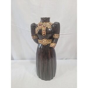Vase Headless Dress Marked 75 19th Century Sparkle Brown Drip Glaze